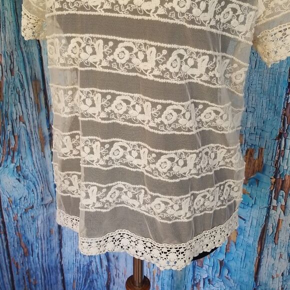 𝅺forever 21 Crochet Lace Blouse sz large - Picture 4 of 10